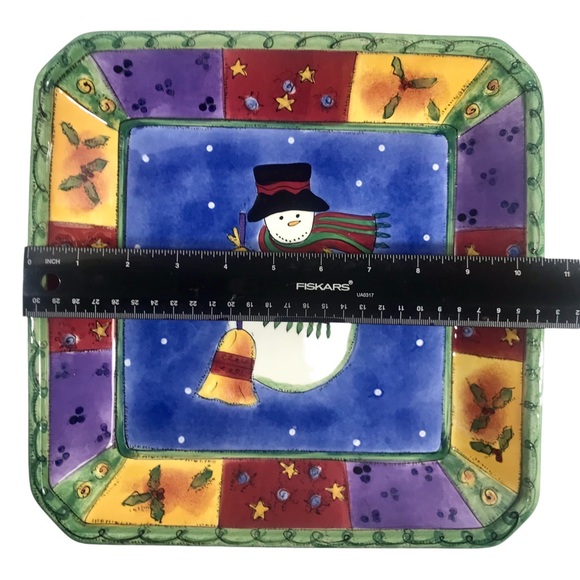 SANGO Sweet Shoppe Christmas Snowman by Sue Zipkin Square Candy Dish #0996-97 - Picture 7 of 8